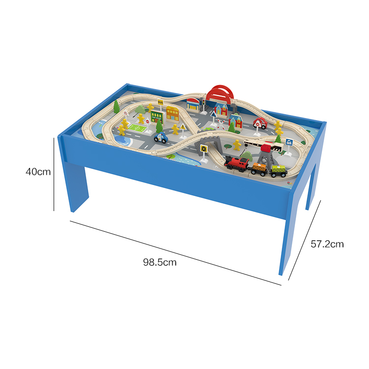 Little Room Wooden Train Set & Table | City Road and Railway | With 75